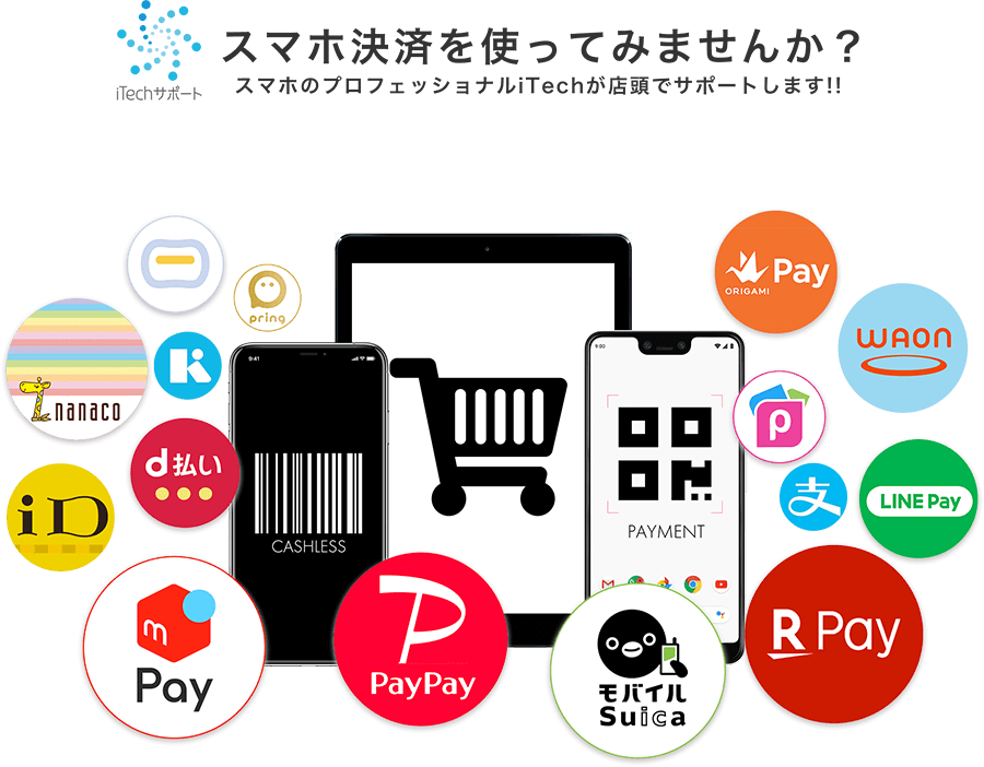 スマホ決済を使ってみませんか?〜スマホのプロフェッショナルiTechが店頭でサポートします!!〜
